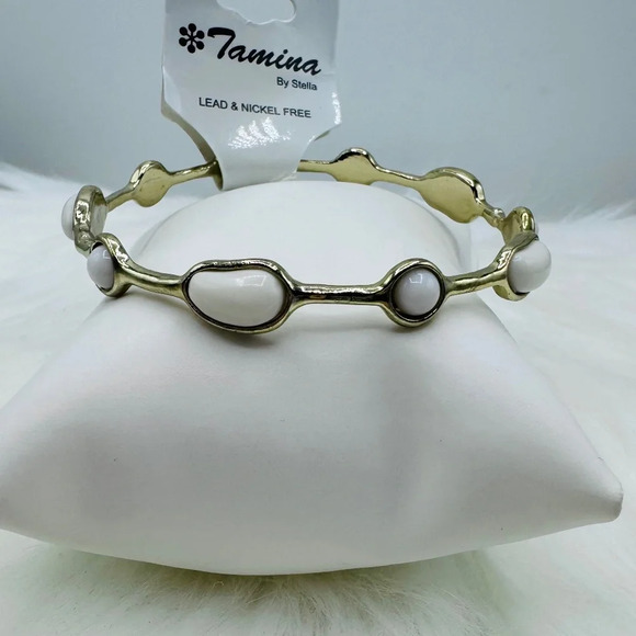 Jewelry - The White & Gold Bangle Bracelet